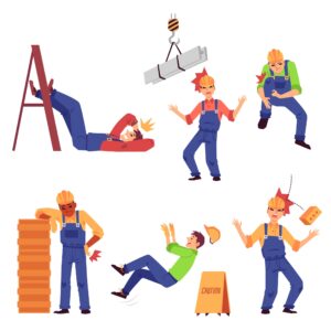 Graphics Illustration Of Different Workplace Accidents. 