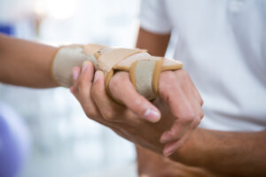A patient has their wrist injury treated. 