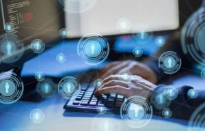 A hacker uses a computer.